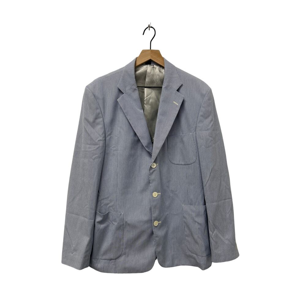 Henry Jacobson Men's Blazer‎ Sz M Blue Stripe Cotton Sport Coat Preppy Coastal
